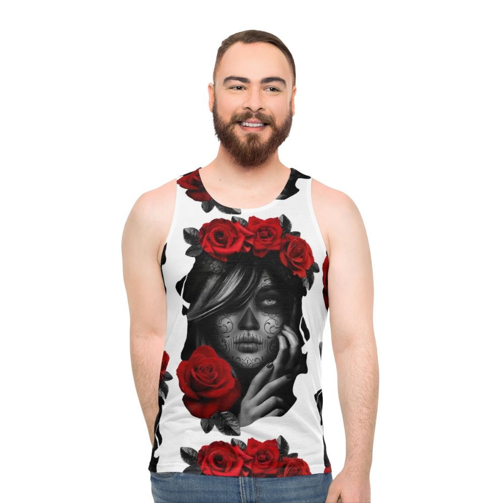 Day of the Dead Women's Unisex Tank Top with Sugar Skull Design - men