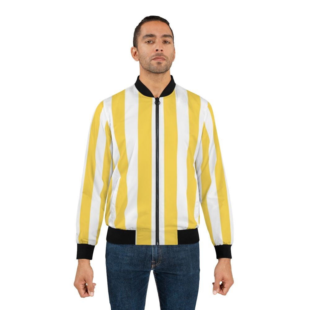 Yellow and white vertical stripe bomber jacket - Lifestyle