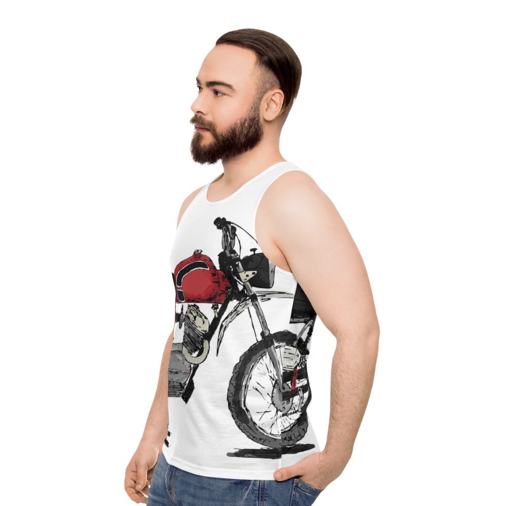 Vintage Scrambler Motorcycle Unisex Tank Top - men side