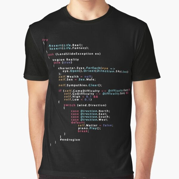 Programmer Coding Graphic T-Shirt with "Is This The Real Life" Queen Inspired Design