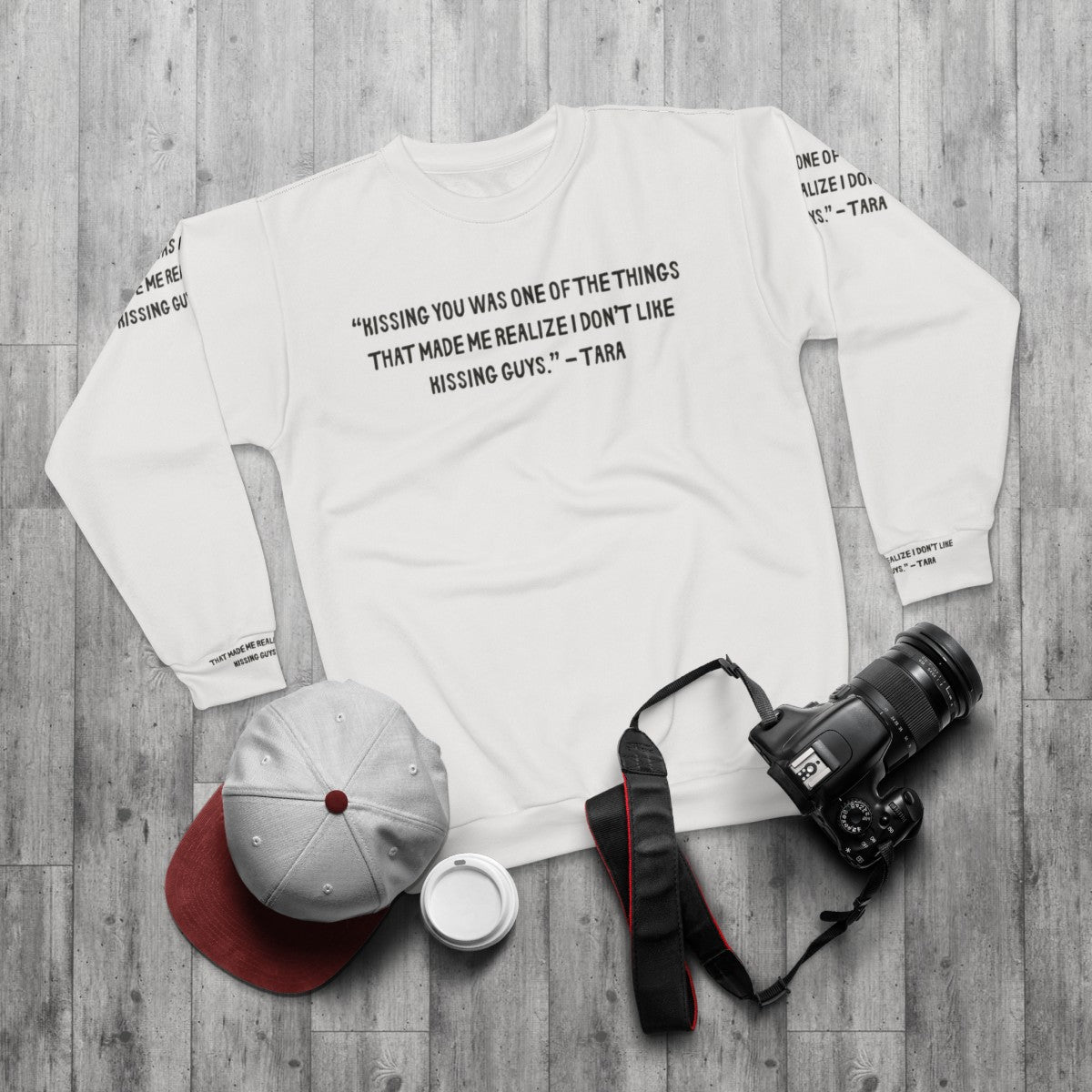 Heartstopper Gang Sweatshirt with Heartstopper Quotes and Characters - flat lay