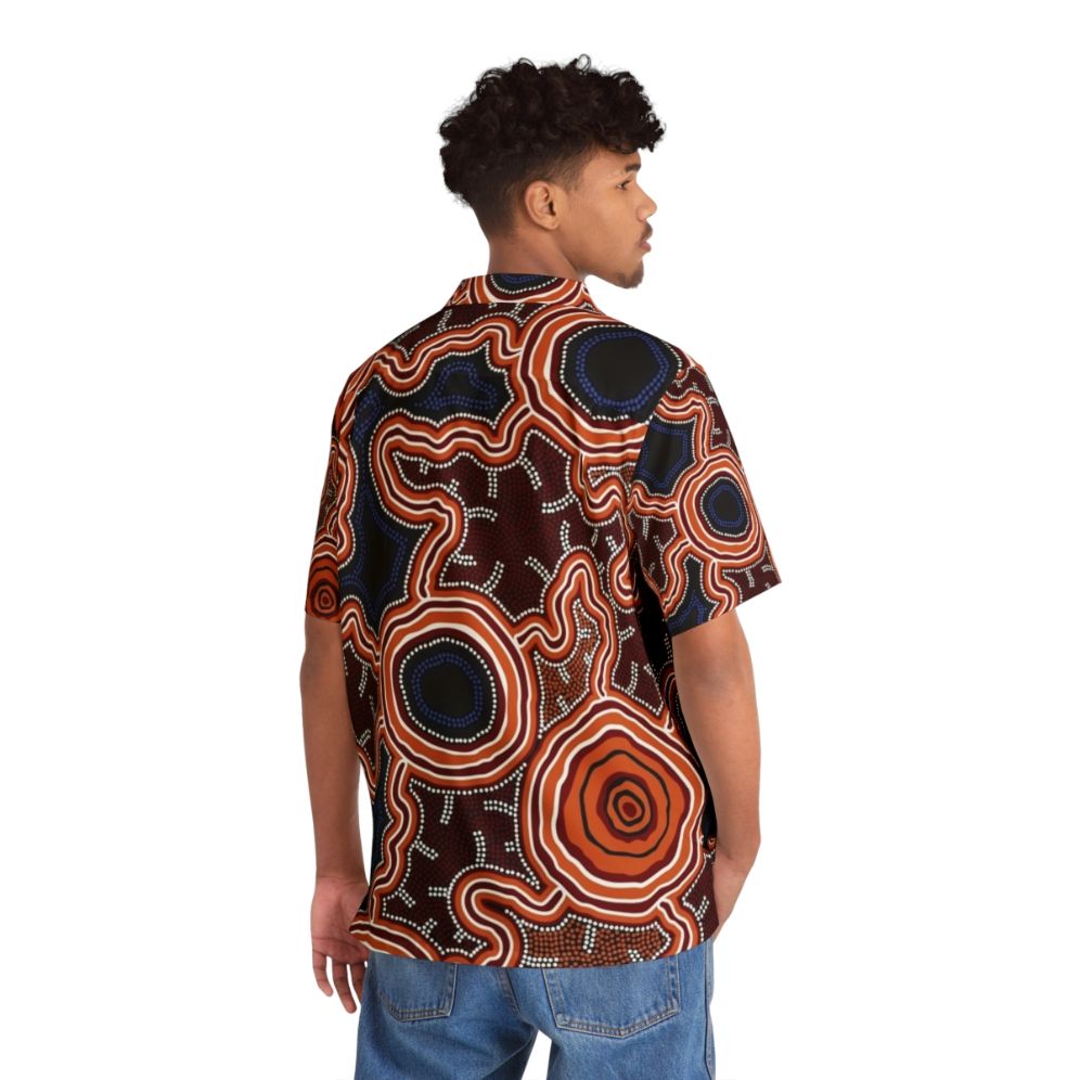 Authentic Aboriginal Art Hawaiian Shirt featuring Pathways to Water design - People Back