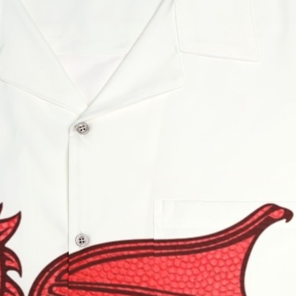 Welsh Red Dragon Print Hawaiian Shirt - Detail