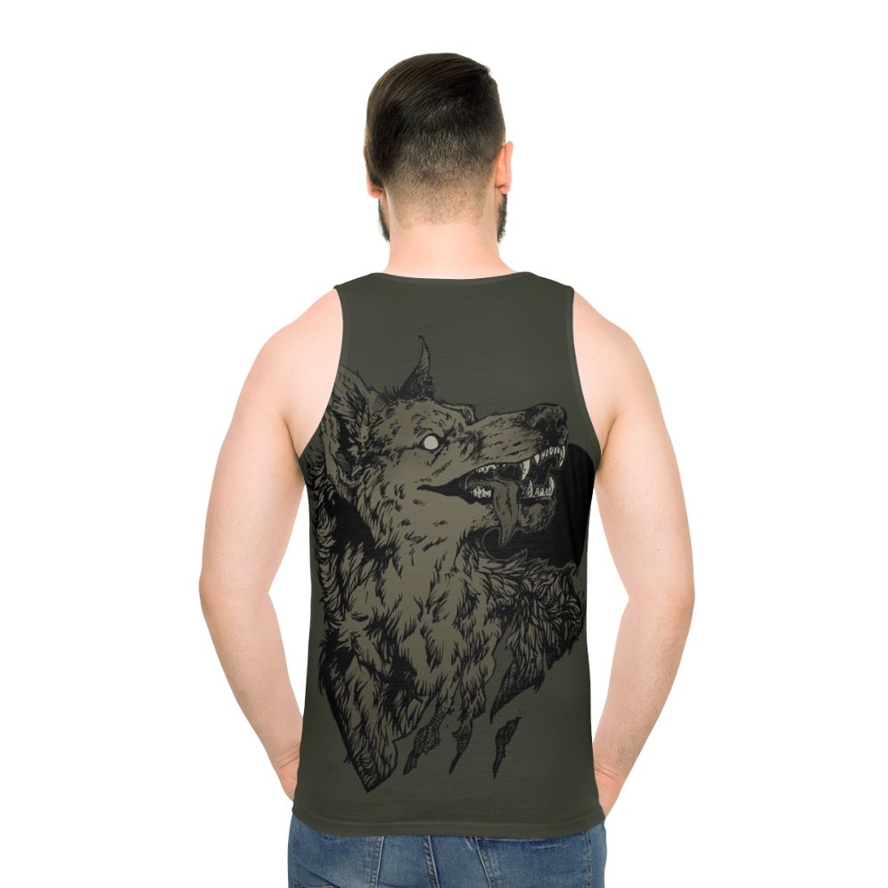 Werewolf Unisex Black Tank Top - men back