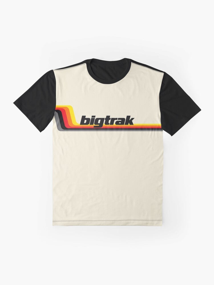 Bigtrak 1980s retro graphic t-shirt featuring the iconic Bigtrak toy robot - Flat lay