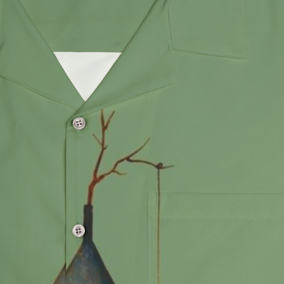 Bosch bird with letter printed on a hawaiian style shirt - Detail