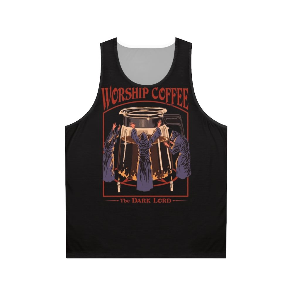 Unisex retro horror tank top with coffee lover design