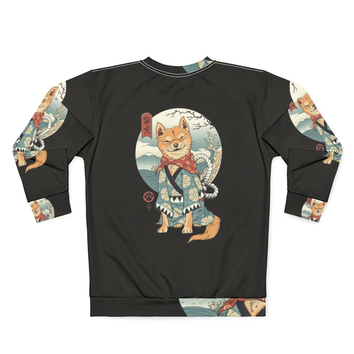 Shiba Inu Sweatshirt featuring Japanese Woodblock Art - Back