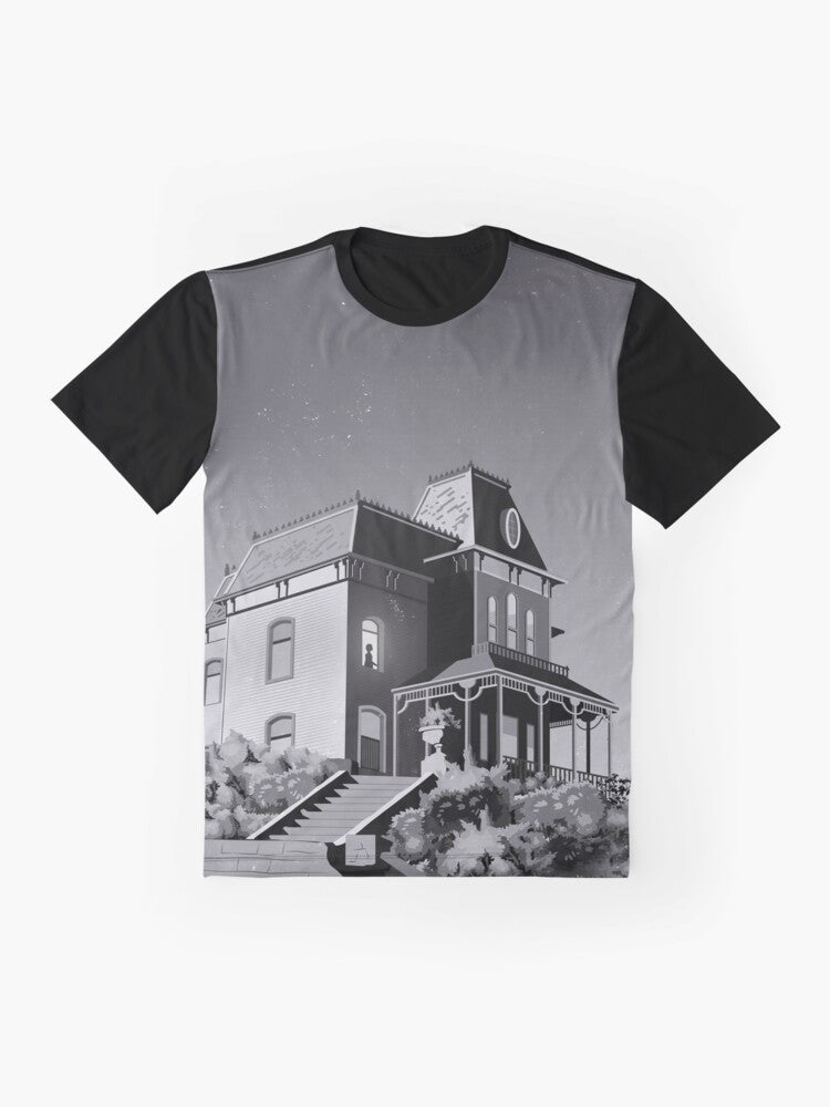 Illustration of the Bates Mansion from the classic Alfred Hitchcock film "Psycho" - Flat lay