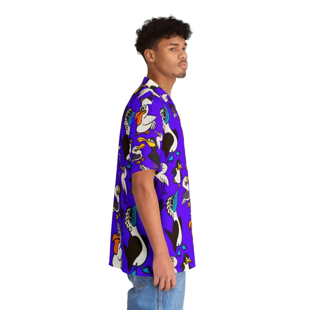 Cartoon seabird flock pattern on a vibrant Hawaiian shirt - People Pight