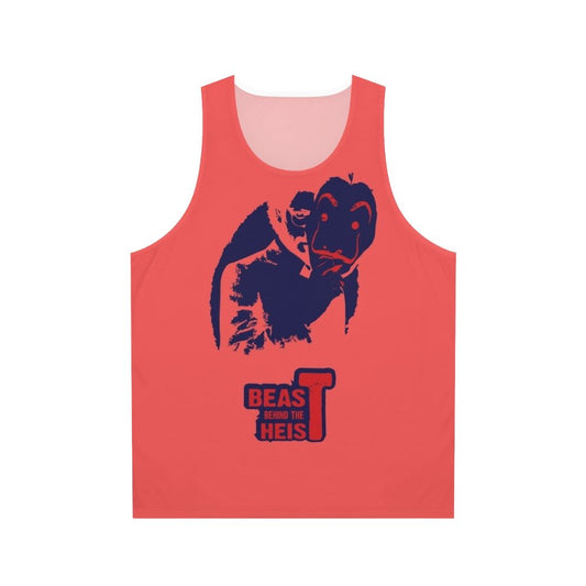 Money Heist Unisex Tank Top featuring "Beast Behind the Heist" design