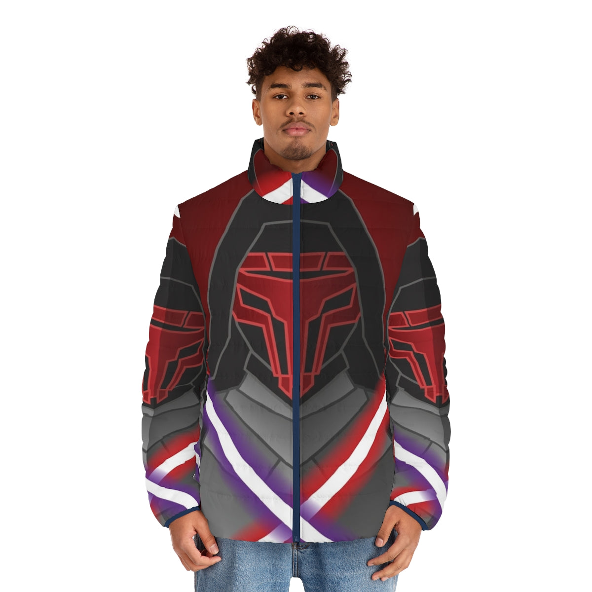 Dark puffer jacket with Star Wars-inspired design - men front