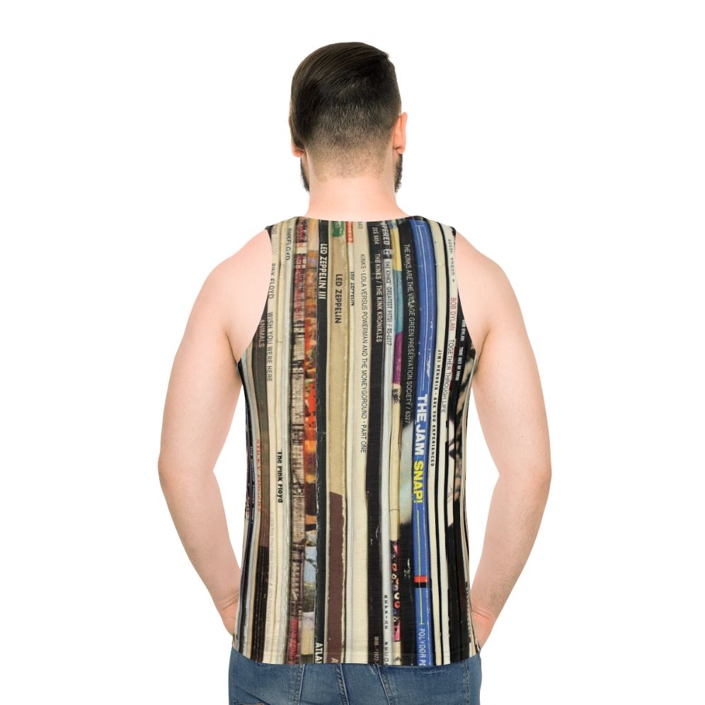 Classic rock vinyl record unisex tank top - men back