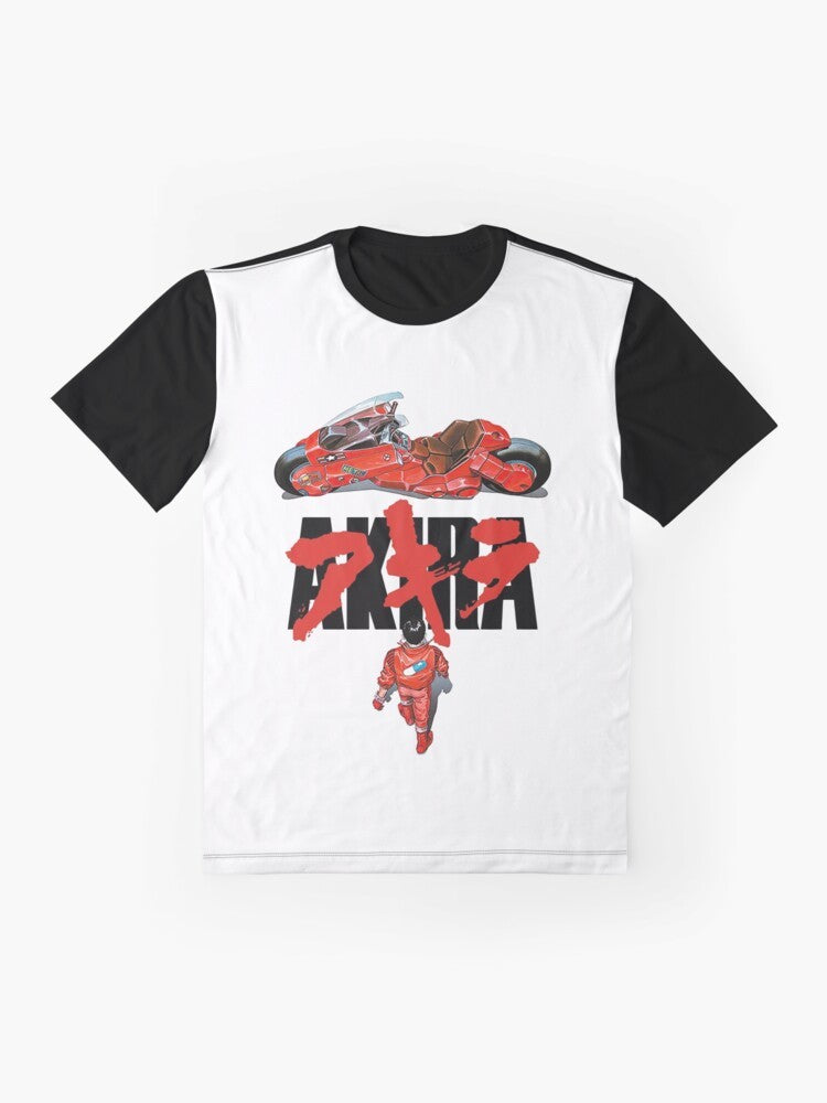 Akira anime Japan retro graphic t-shirt design with cyberpunk and manga influences - Flat lay