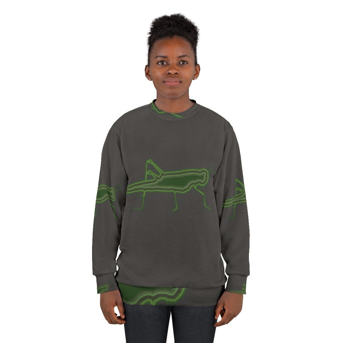 Legendary Grasshopper Sweatshirt with Colorful Animal Art Design - women