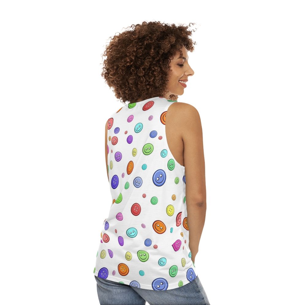 Button pattern unisex sewing hobbies tank top - women back