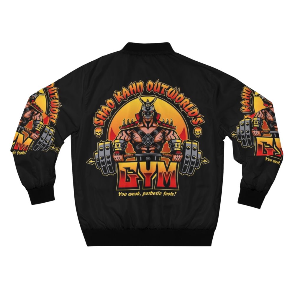 Shao Kahn's Gym Bomber Jacket - Mortal Kombat Fitness Wear with Scorpion and Sub-Zero designs - Back