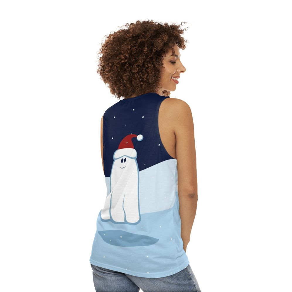 Cute Christmas ghost unisex tank top - women back