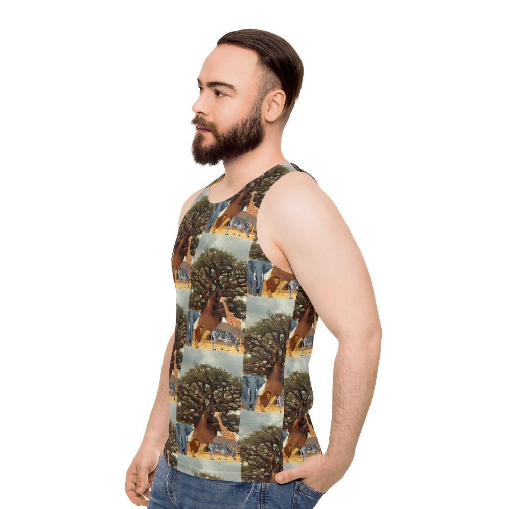 Unisex wildlife boabab tree tank top - men side