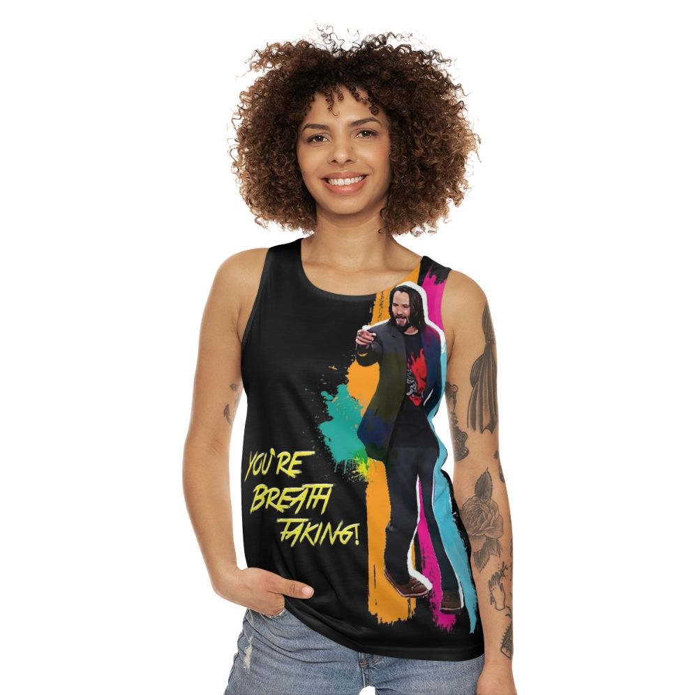 Unisex tank top with a breathtaking cyber punk design - women