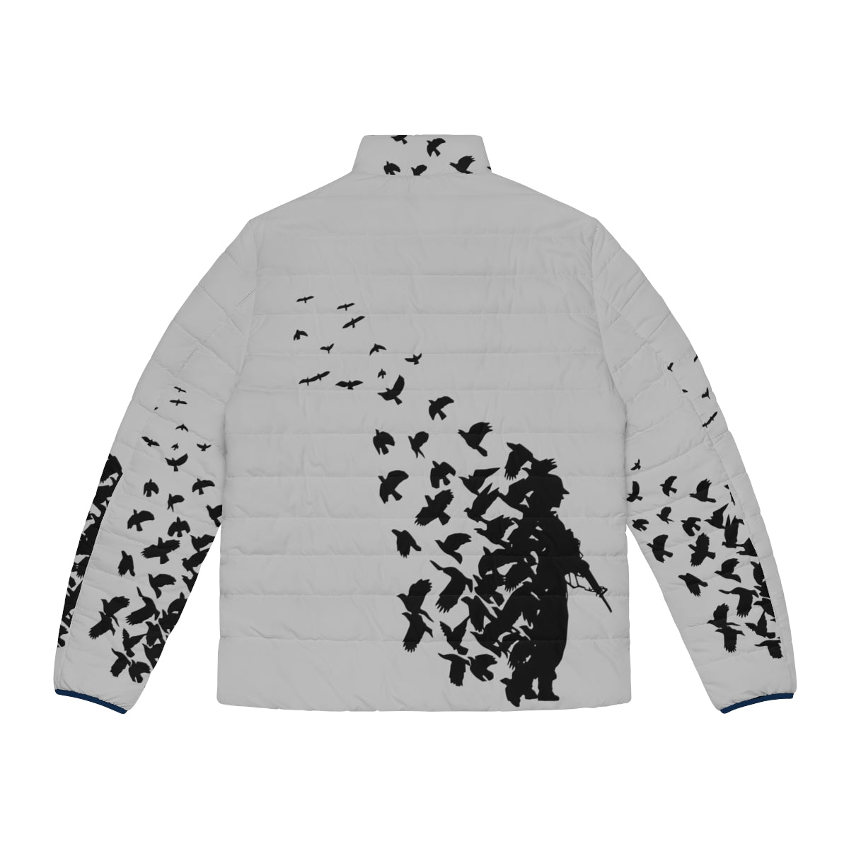 Banksy Birds Puffer Jacket with Graffiti-Inspired Art Design - Back