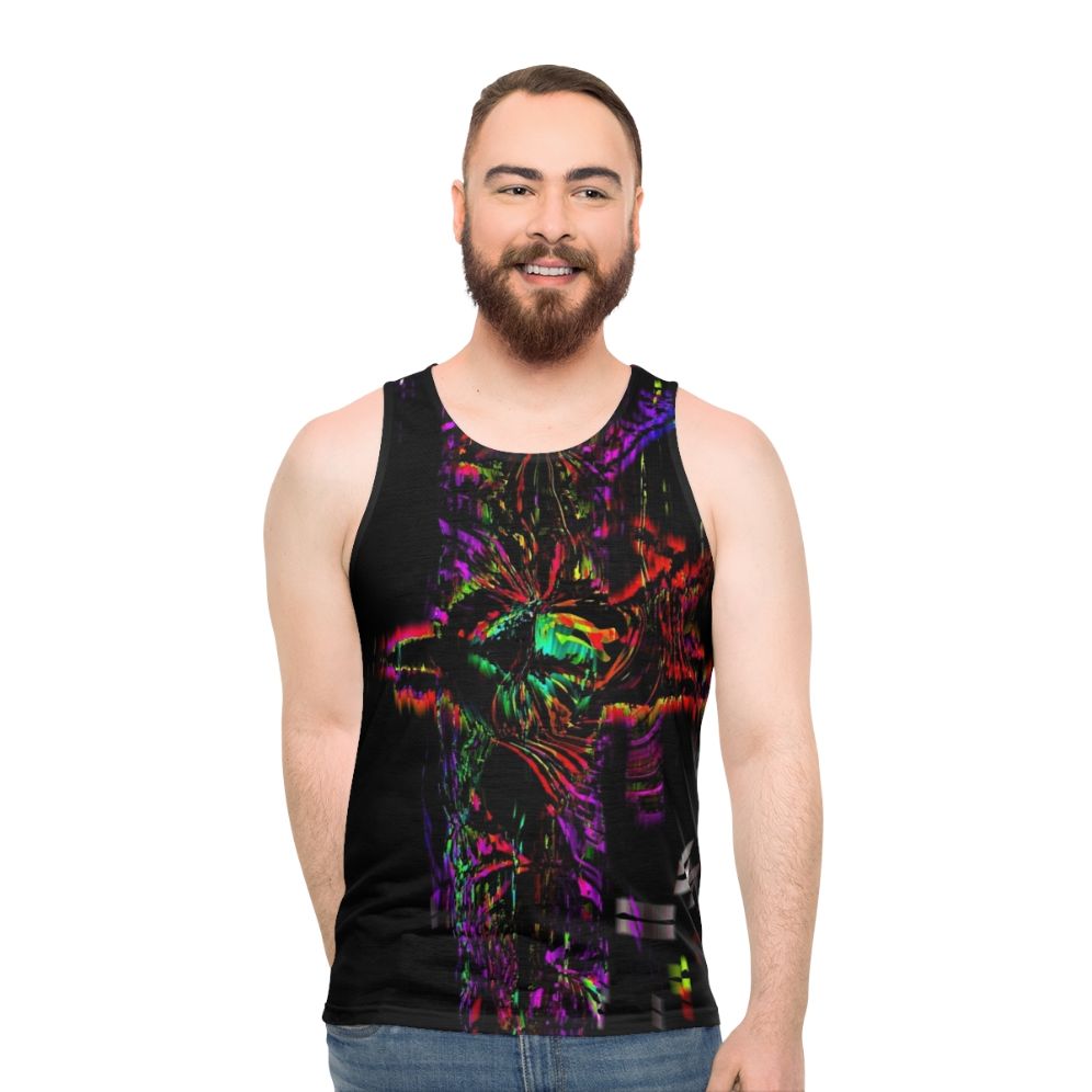 Colorful soundwave unisex tank top - men