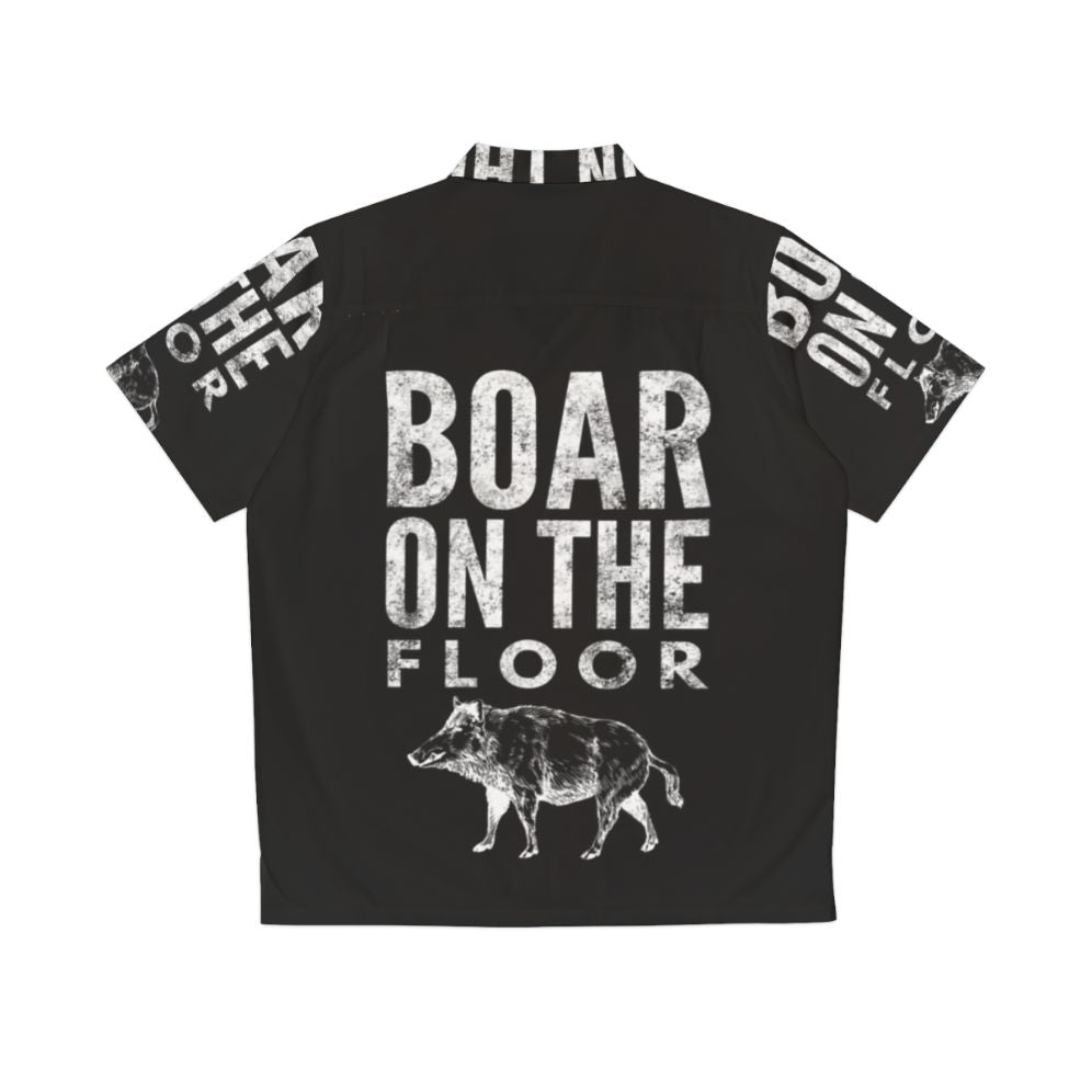 Boar on the Floor Hawaiian Shirt featuring a hunting-themed boar print design - Back