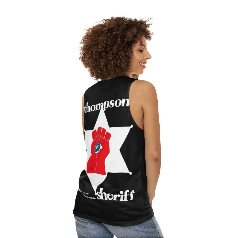 Hunter S. Thompson unisex tank top with psychedelic design - women back