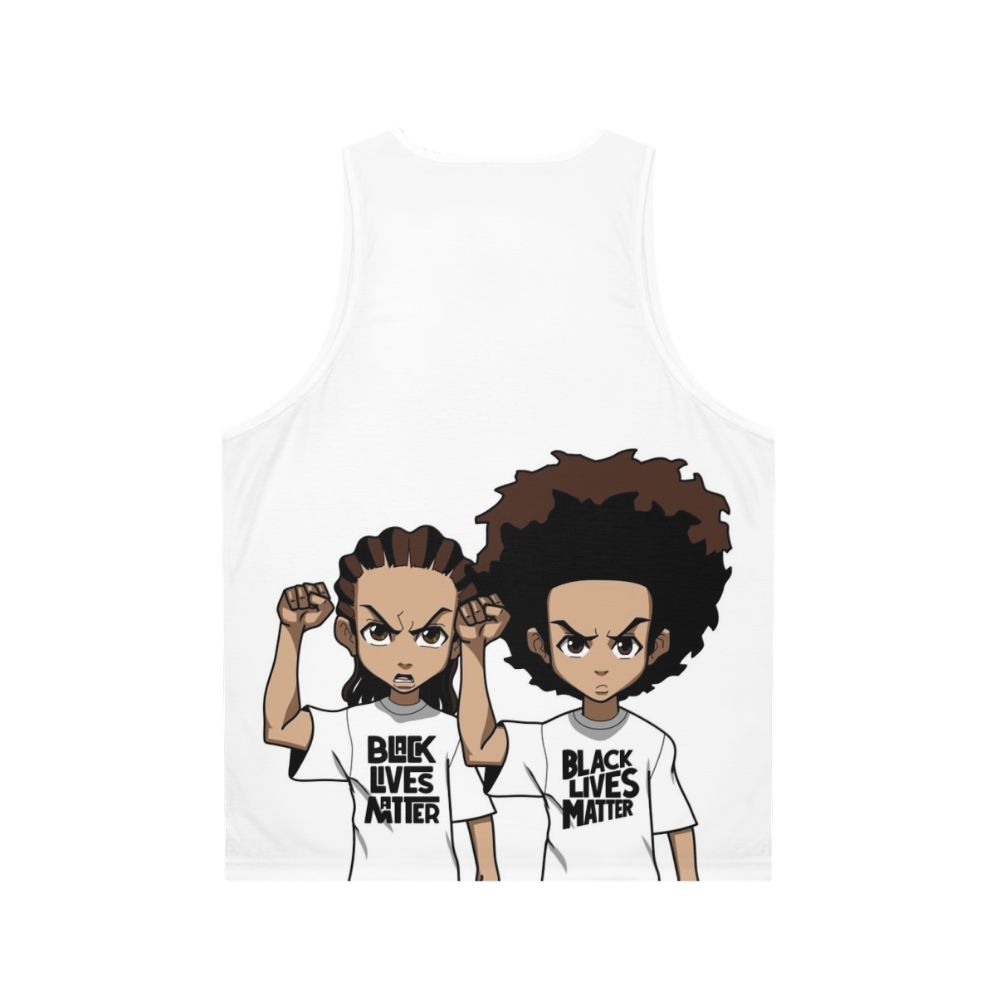 Riley and Huey Freeman Protesting Black Power Fist Unisex Tank Top - Back