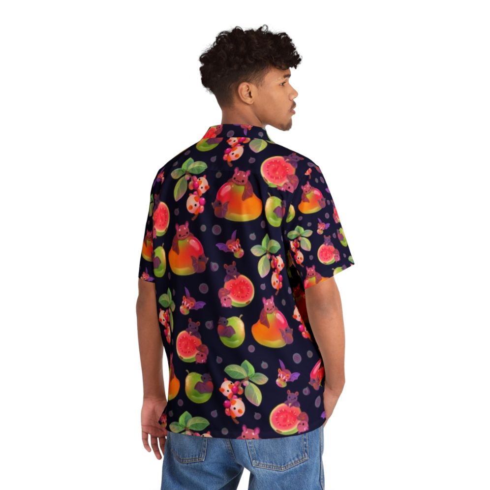 dark hawaiian shirt with tropical fruit and bat print - People Back