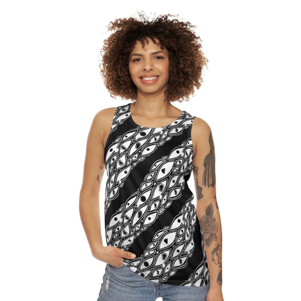 Unisex tank top with all-over eyeball print design - women