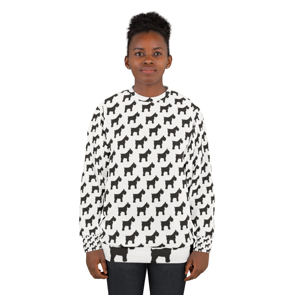 Schnauzer Sweatshirt with Houndstooth Pattern - women