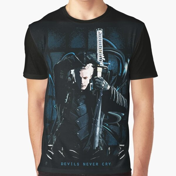 Devil Trigger graphic t-shirt for Devil May Cry fans featuring Dante and Vergil