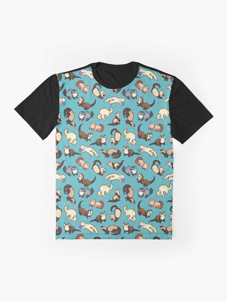 Cute graphic t-shirt with cat snake pattern design - Flat lay