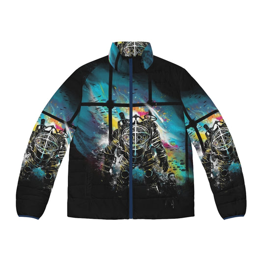 Bioshock inspired Mr Bubbles puffer jacket featuring video game character art