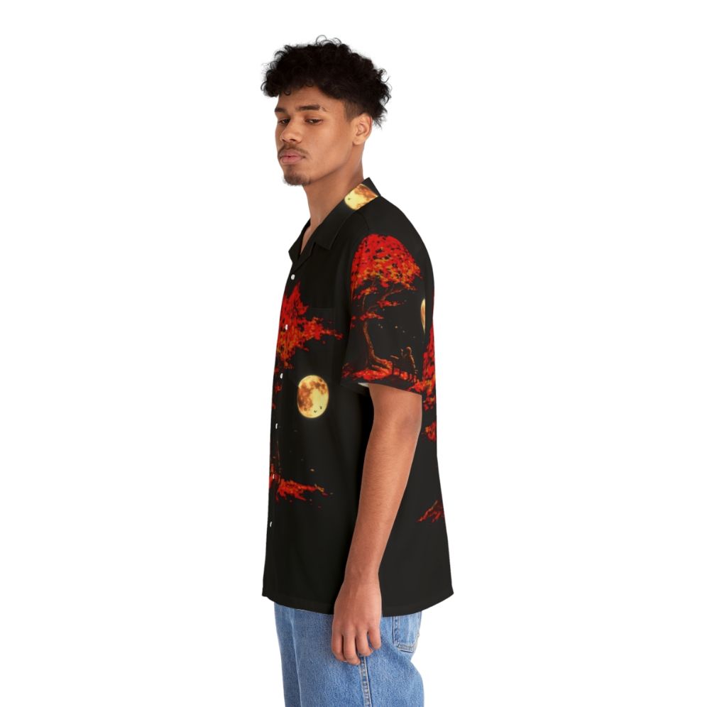 Autumn Moon Hawaiian Shirt with nature and space elements - People Left