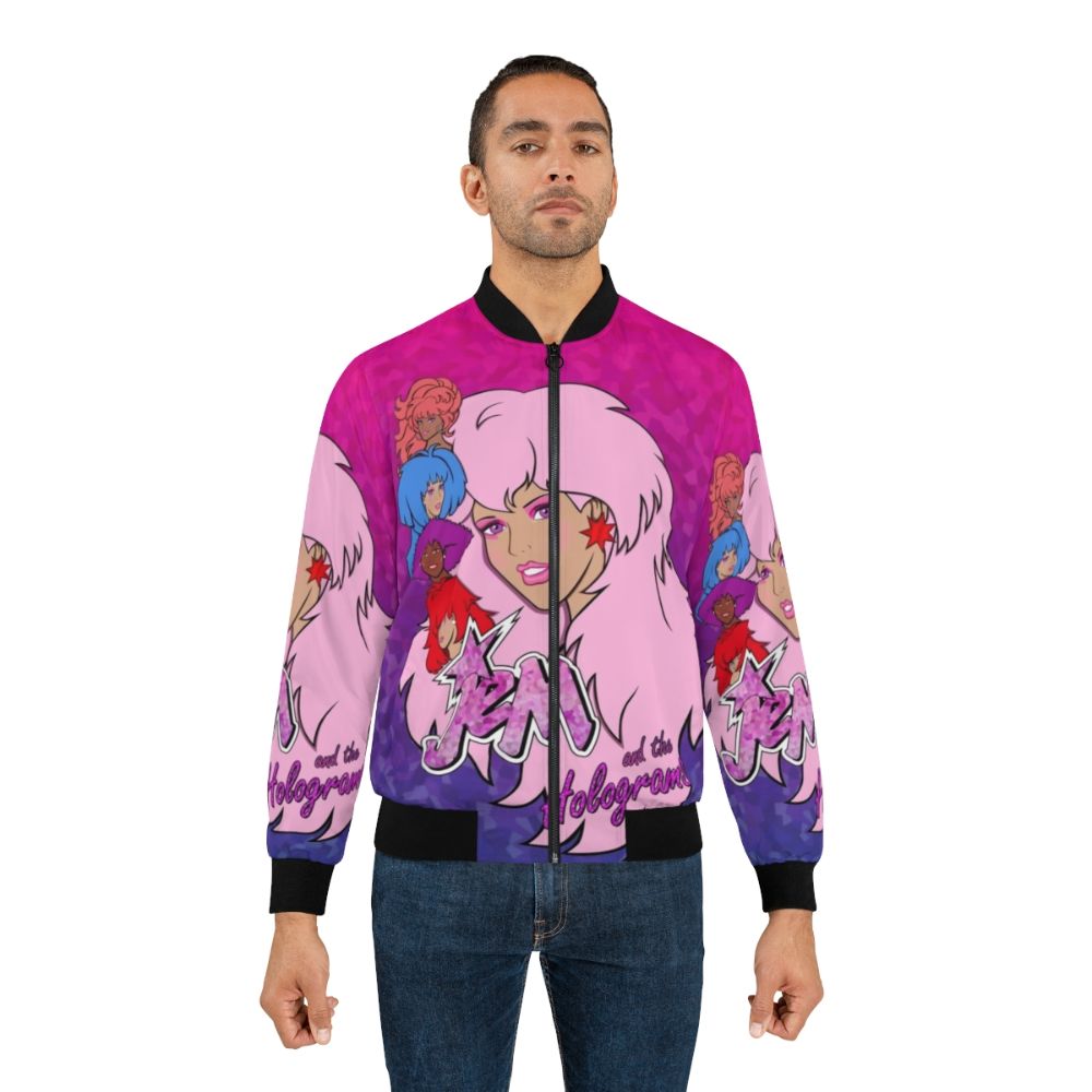 Vibrant 80s-inspired Jem and the Holograms bomber jacket with bold graphics - Lifestyle