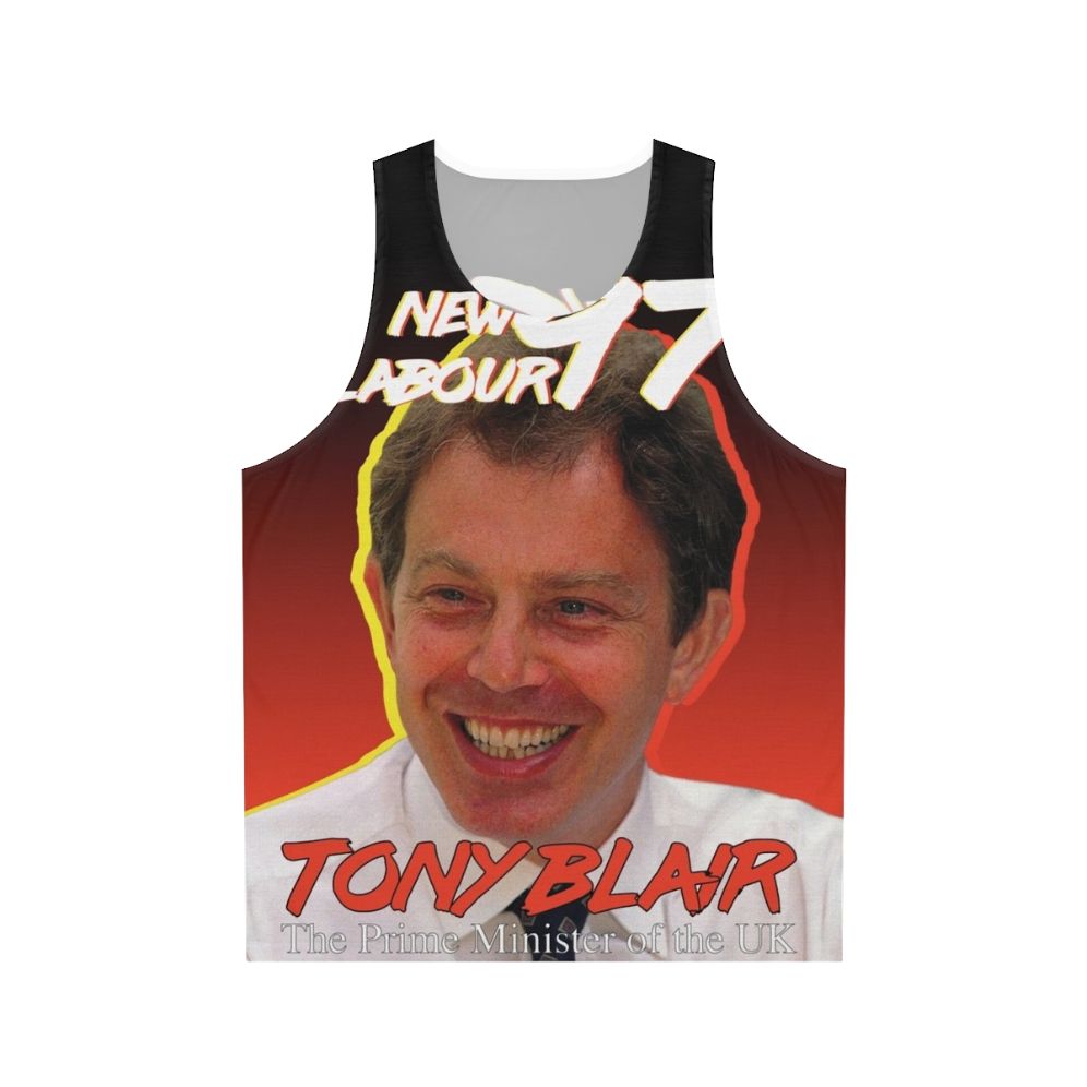 Vintage style unisex tank top with Tony Blair and Labour Party imagery