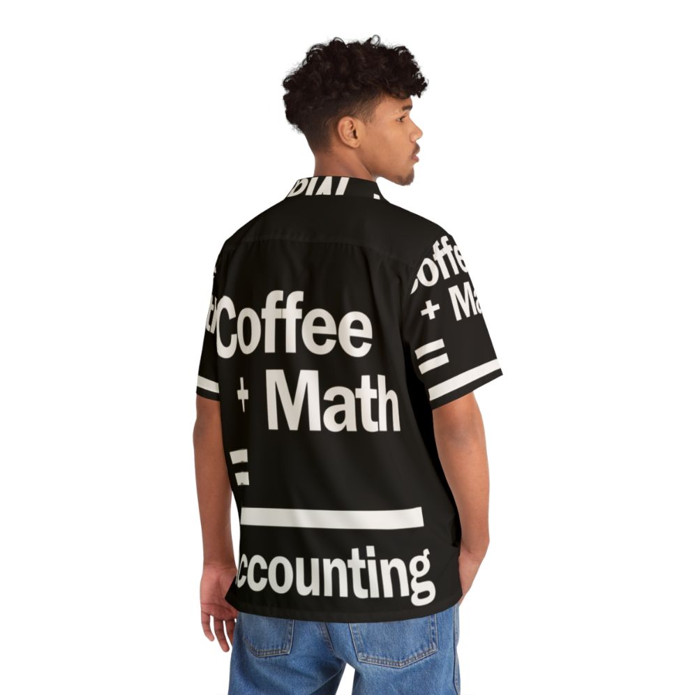 Accounting Hawaiian Shirt with Coffee and Math Design - Flat lay