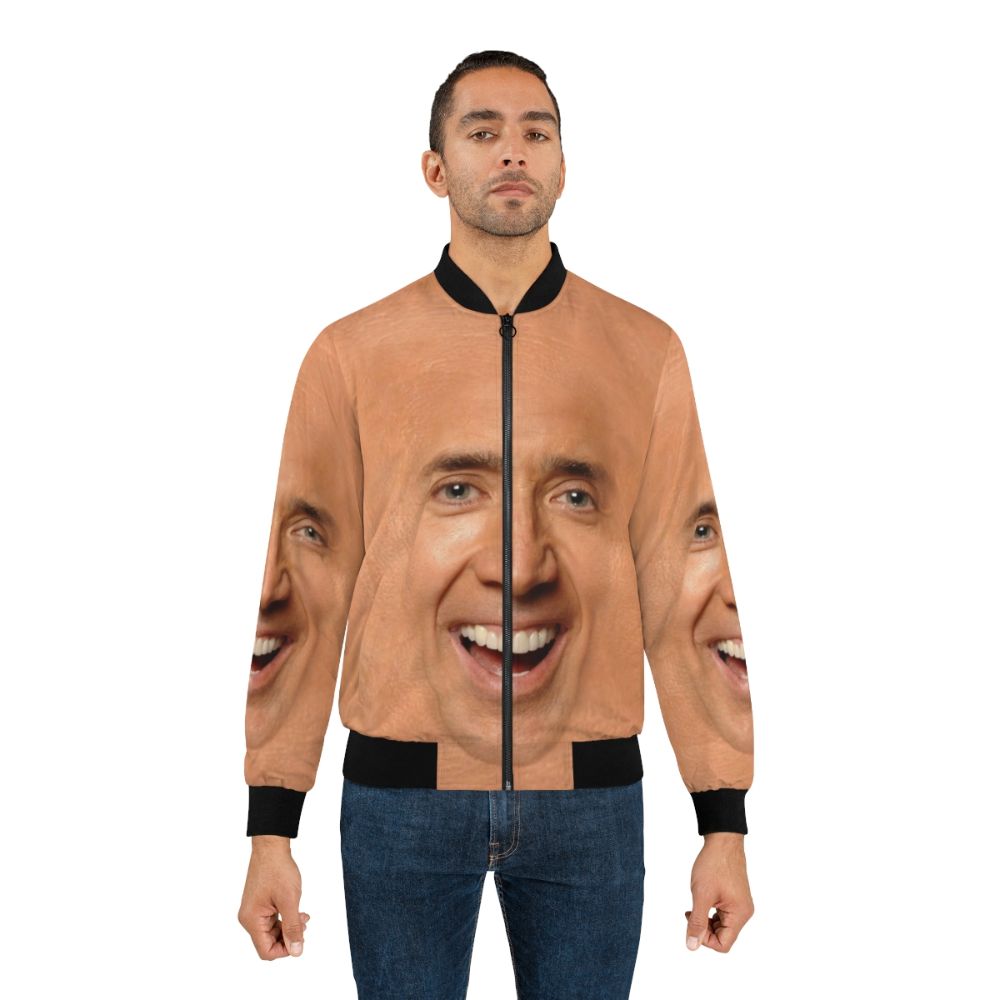 Model wearing the Nicolas Cage Inspired Bomber Jacket - Lifestyle