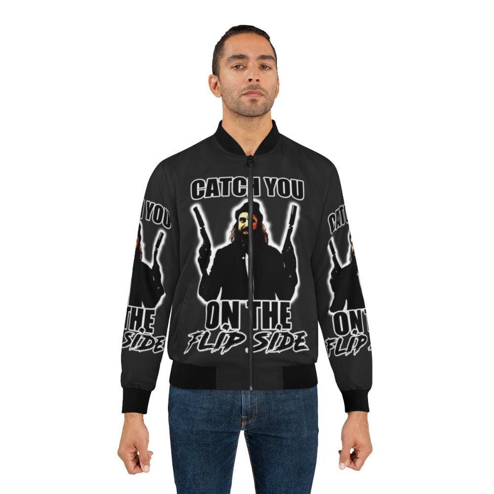 Boondock Saints "Catch You on the Flip Side" Bomber Jacket with Rocco design - Lifestyle