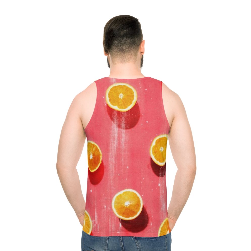 Unisex tank top with colorful fruit graphic design - men back