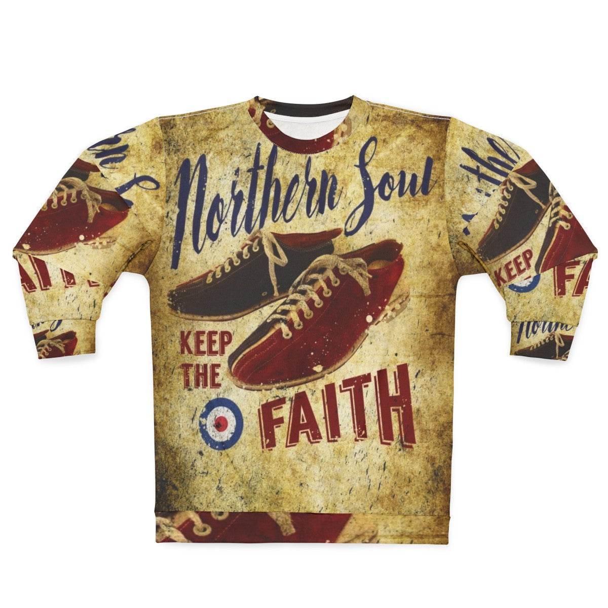 Northern Soul inspired dancing sweatshirt with "Keep the Faith" quote