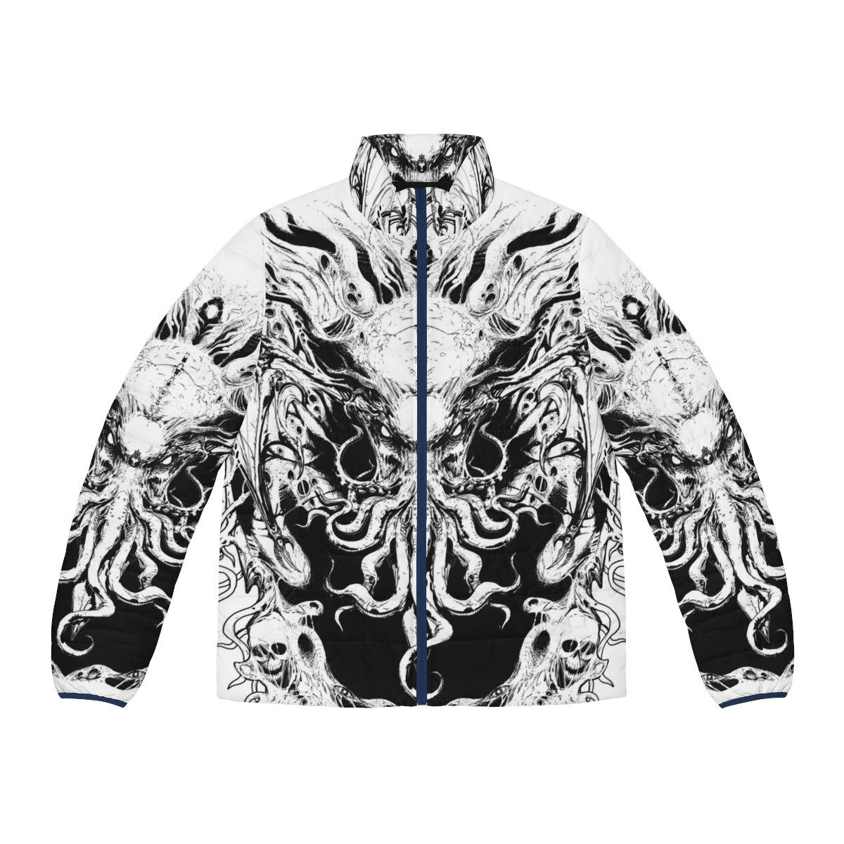 Cthulhu puffer jacket with cosmic horror design