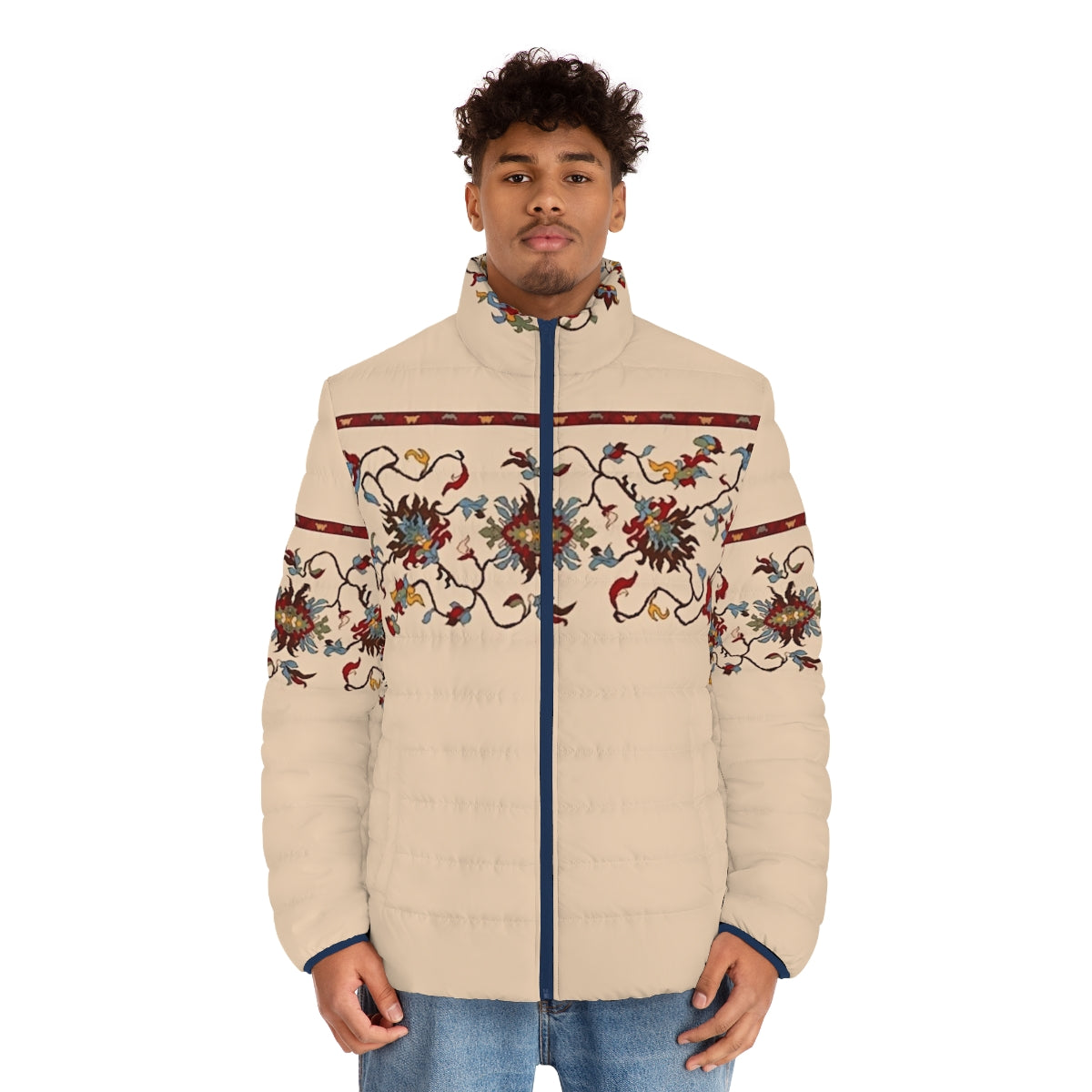 Armenian Traditional Art 2.0 Puffer Jacket featuring ancient Armenian designs and patterns - men front