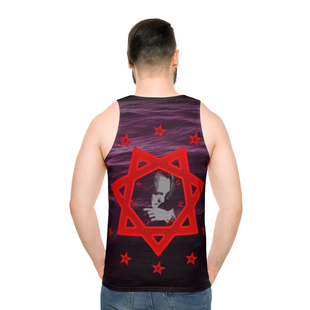 Unisex tank top with Cassandra Complex band logo - men back