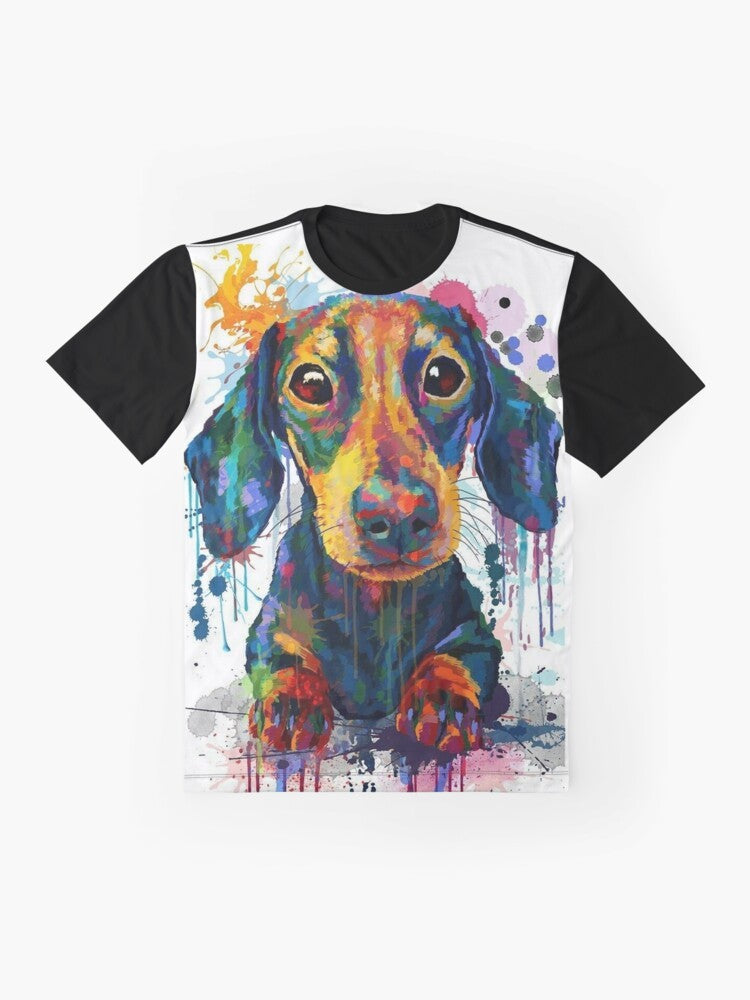 Cute dachshund dog illustration graphic t-shirt design - Flat lay