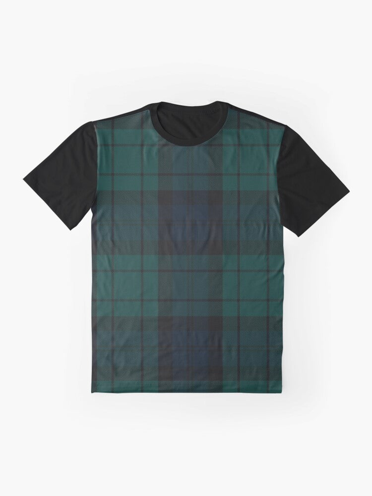 Black Watch tartan graphic t-shirt with Scottish clan tartan pattern - Flat lay