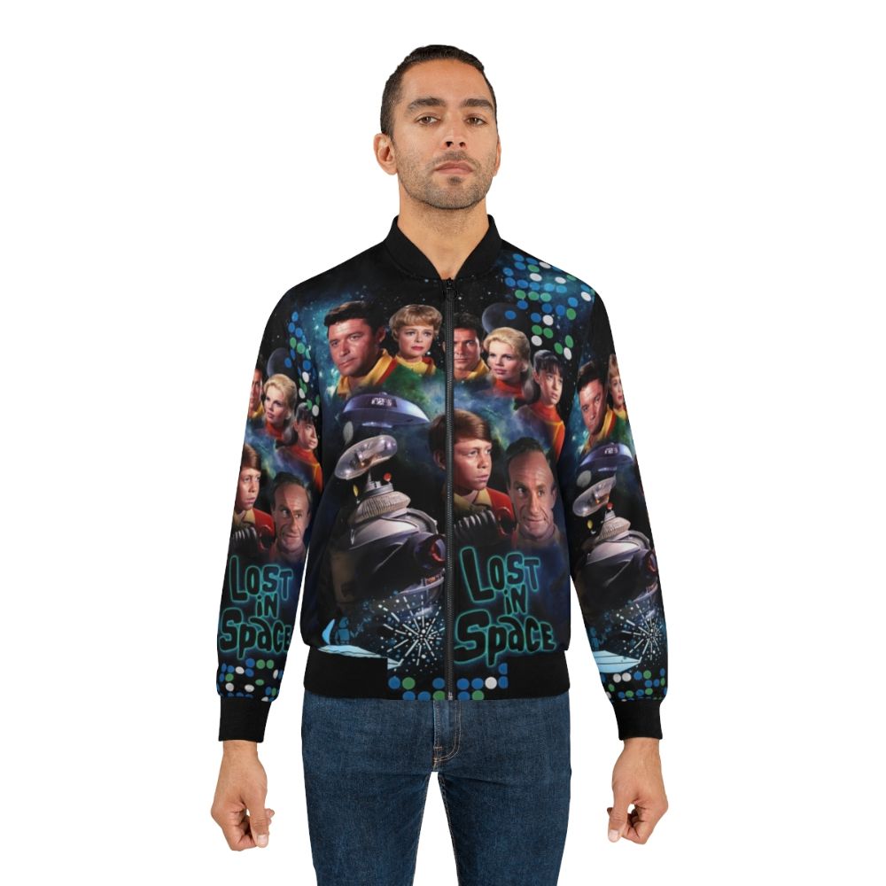 Lost in Space Season 2 Sci-Fi Bomber Jacket with Space and Planet Graphic - Lifestyle