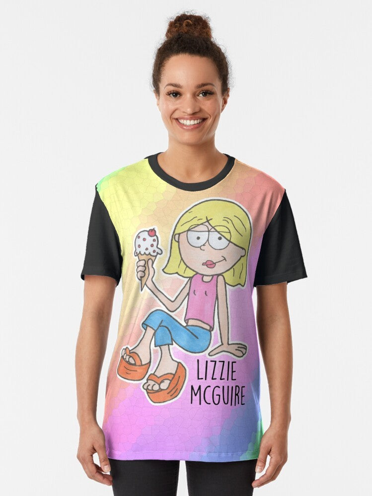 Lizzie McGuire Graphic T-Shirt featuring the iconic cartoon character and Hilary Duff - Women